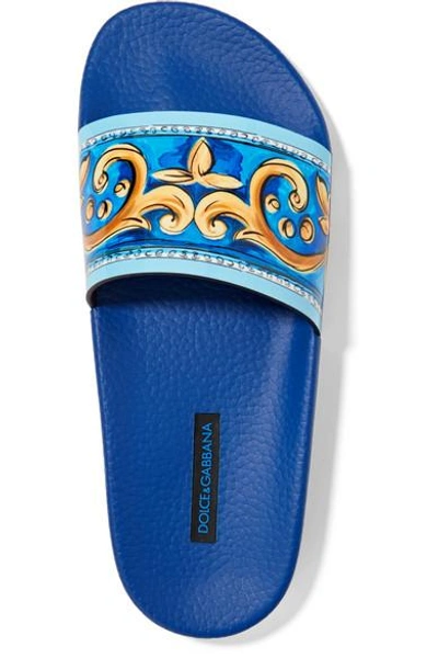 Shop Dolce & Gabbana Printed Leather Slides