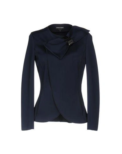 Shop Emporio Armani Blazer In Dark Blue