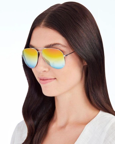 Shop Saint Laurent Rainbow Classic Aviator Sunglasses