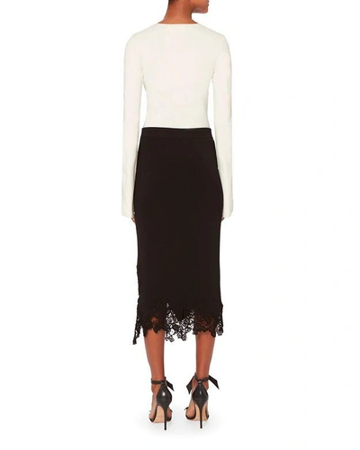 Shop Jonathan Simkhai Jonathan Sikhai Lace Appliquã© Knit Pencil Skirt Black