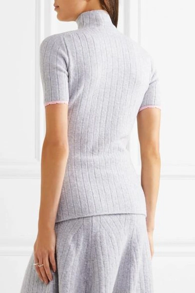 Shop Victoria Beckham Ribbed Wool-blend Turtleneck Sweater