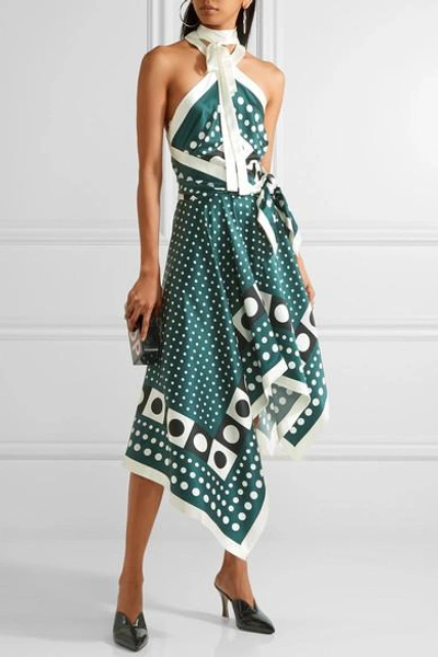 Shop Monse Asymmetric Printed Silk-satin Dress