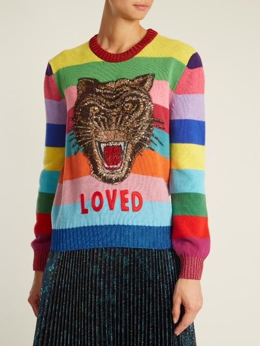 gucci tiger rainbow sweater
