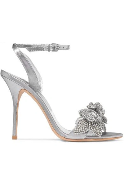 Shop Sophia Webster Lilico Embellished Lamé Sandals In Silver
