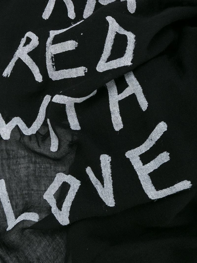 Shop Ann Demeulemeester Schal Mit " I Am Red With Love"-print In Black