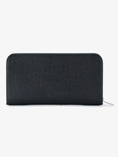 Shop Saint Laurent Zip Around Logo Printed Wallet In Black