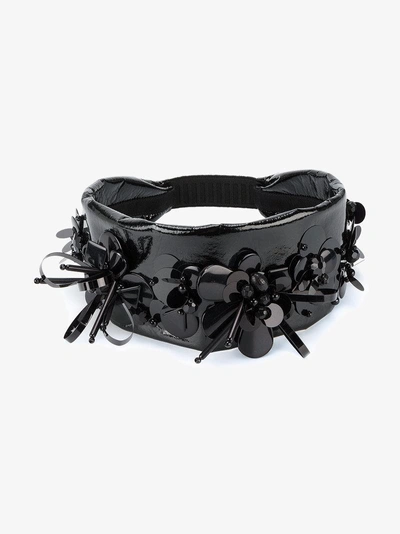 Shop Miu Miu Black Bead-embellished Headband