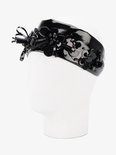 Shop Miu Miu Black Bead-embellished Headband