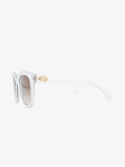 Shop Gucci Eyewear Cat-eye-sonnenbrille Mit Glitzer-finish In Metallic