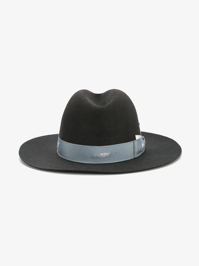 Shop Nick Fouquet Grey Borsalino Fedora Hat With Blue Grosgrain Ribbon