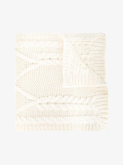Shop Moncler Cable Knit Scarf In White