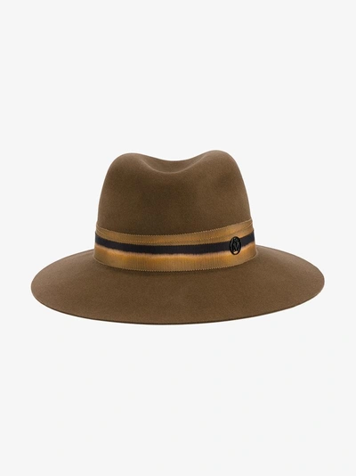 Shop Maison Michel Tan Felt Henrietta Fedora Hat In Brown