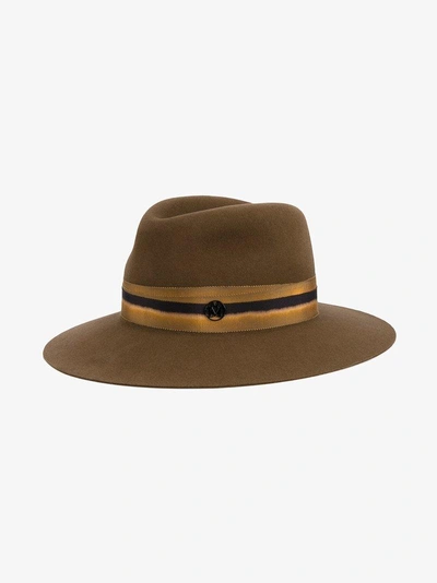 Shop Maison Michel Tan Felt Henrietta Fedora Hat In Brown