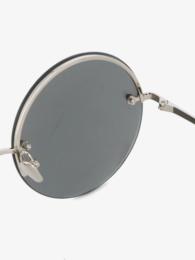 Shop Linda Farrow Grey White Gold 565 C2 Round Sunglasses