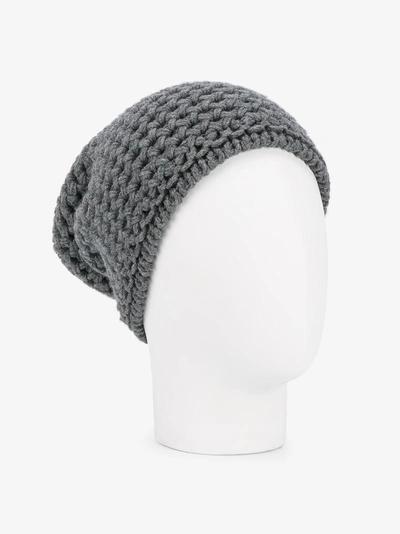 Shop Inverni Chunky Wool Knit Beanie In Grey