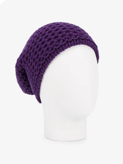 Shop Inverni Chunky Wool Knitted Beanie In Pink&purple