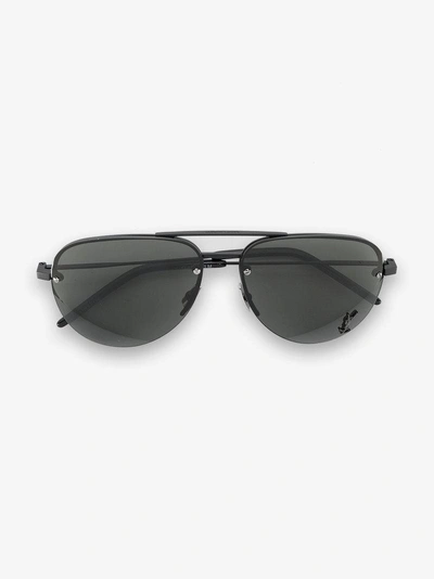 Shop Saint Laurent Eyewear Ladies Black Classic Aviator Sunglasses