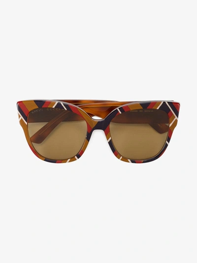 Shop Gucci Eyewear Sonnenbrille Mit Zickzackmuster In Brown
