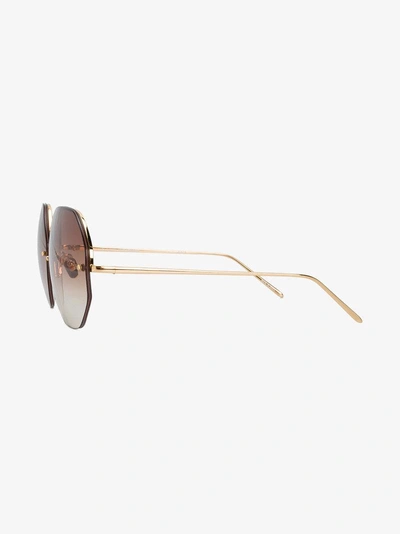 Shop Linda Farrow Gold-tone And Brown Oversized Sunglasses