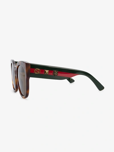 Shop Gucci Eyewear Brown Tortoiseshell Sunglasses With Monogram Detailing