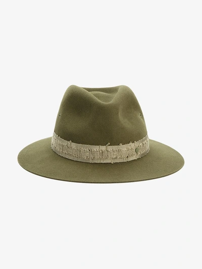 Shop Maison Michel Wool Felt Hat With Distressed Ribbon