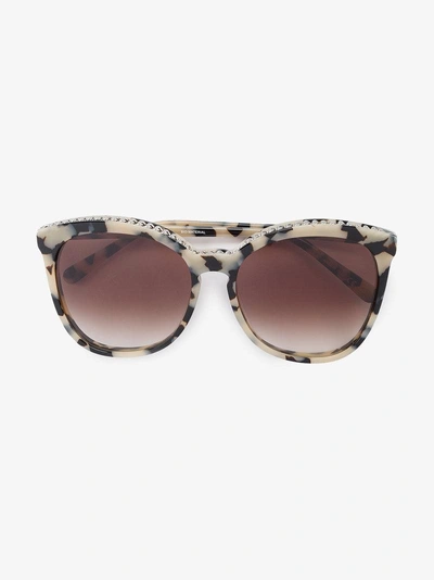Shop Stella Mccartney Eyewear Brown And Beige Tortoiseshell Chain Trimmed Sunglasses