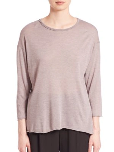 Vince Raw-edge Knit Top In Latte