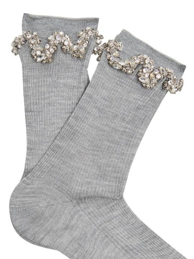 Raey Embellished Ric-rac Silk Socks In Grey | ModeSens