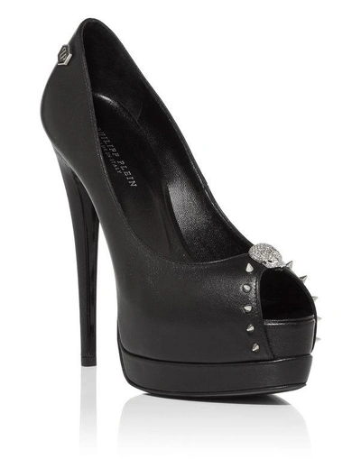 Shop Philipp Plein Open Toe Hi-heels "rudra" In Black/nickel