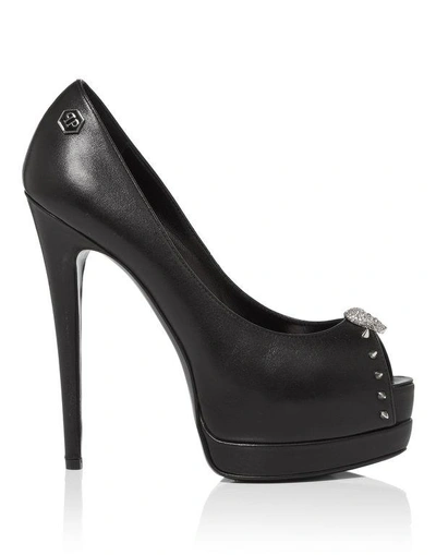 Shop Philipp Plein Open Toe Hi-heels "rudra" In Black/nickel