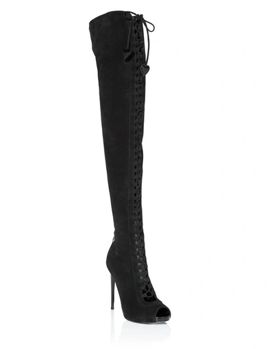 Philipp Plein Boots Hi-heels Overknees "estia Basic" In Black