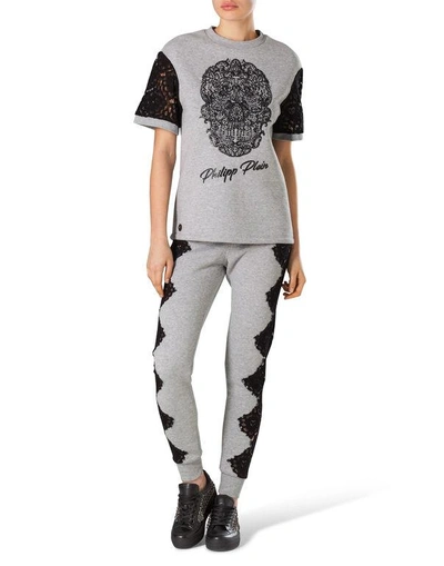 Shop Philipp Plein Jogging Trousers "margo" In Grey Melange