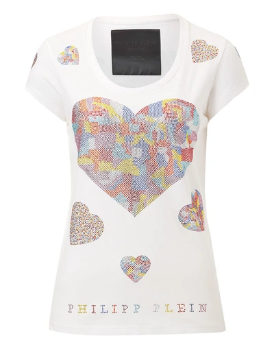 Philipp Plein T-shirt Round Neck Ss "balinay Diamond" In White