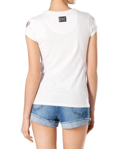 Shop Philipp Plein T-shirt Round Neck Ss "balinay Diamond" In White