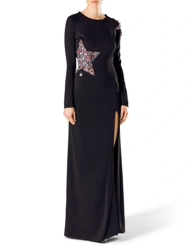 Shop Philipp Plein Long Dress "stars" In Black