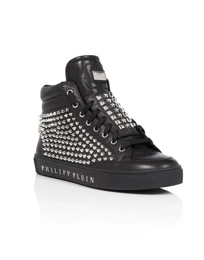 Philipp Plein Fast Car Studded Mid-top Sneakers In Black