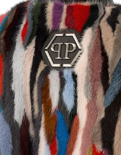 Shop Philipp Plein Fur Coat "rainbow"
