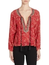 THE KOOPLES Embellished Floral-Print Silk Top