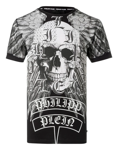 Philipp Plein T-shirt Round Neck Ss "kumare Hotfix" In Black