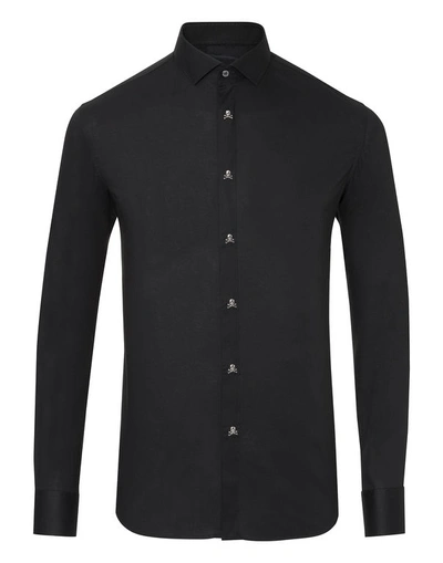 Philipp Plein Shirt Platinum Cut Ls "spoonie" In Black / Black