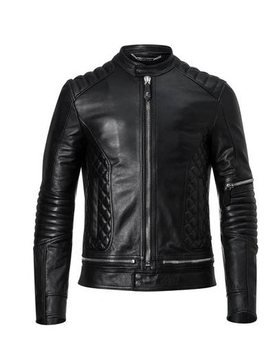 Shop Philipp Plein Leather Biker "tiger" In 02k