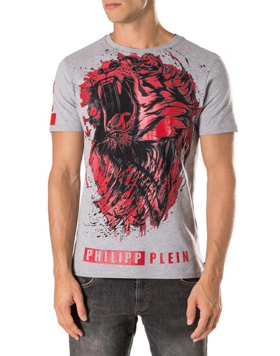 Shop Philipp Plein T-shirt Round Neck Ss "lion Roar"