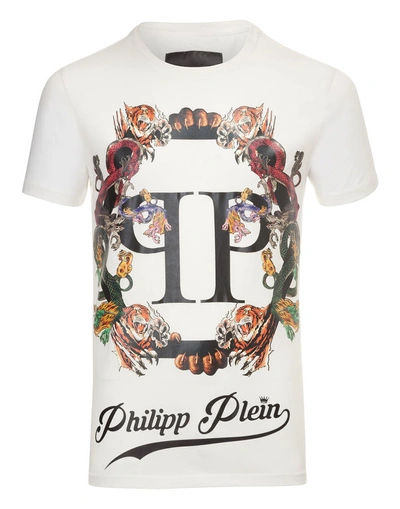 Philipp Plein T-shirt Round Neck Ss "plein´s Animals" In White