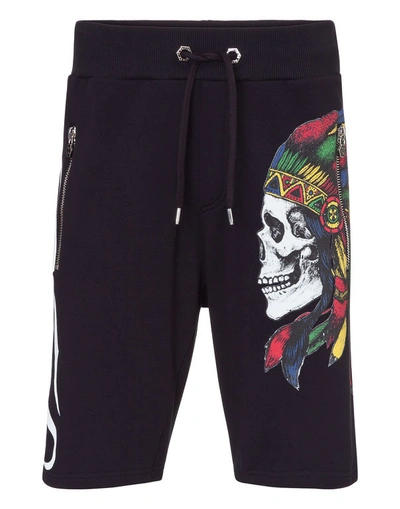 Philipp Plein Side Skull Print Shorts In Black