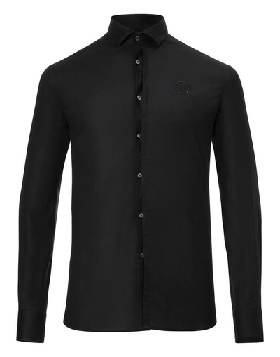 Shop Philipp Plein Shirt Platinum "duble" In Black / Black