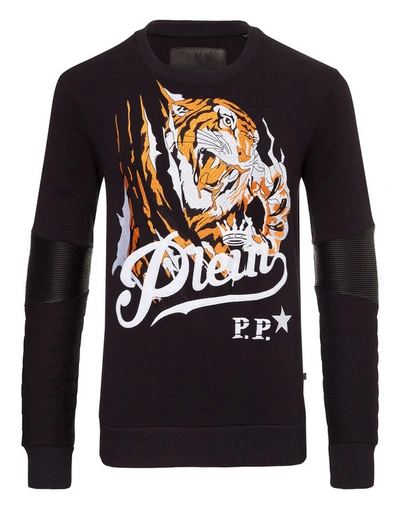 Philipp Plein Blood Tiger Cotton Sweatshirt In Black