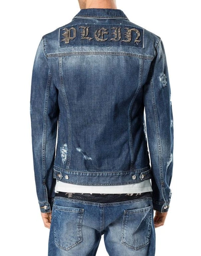 Shop Philipp Plein Denim Jacket "so Dead"