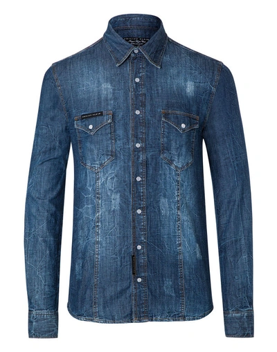 Philipp Plein Denim Shirt Ls "flirt" In Brick