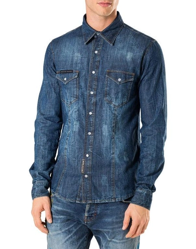 Shop Philipp Plein Denim Shirt Ls "flirt"