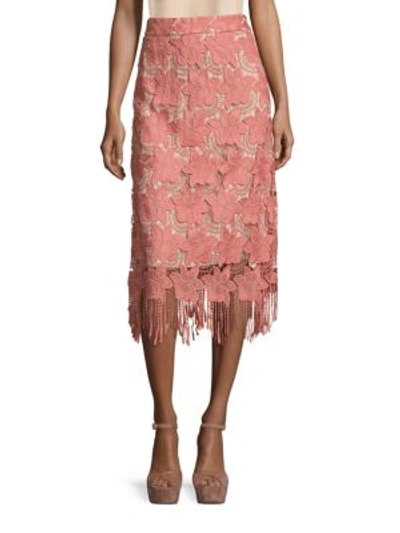 Shop Alice And Olivia Strand Floral Pencil Skirt In Dusty Rose Sesame